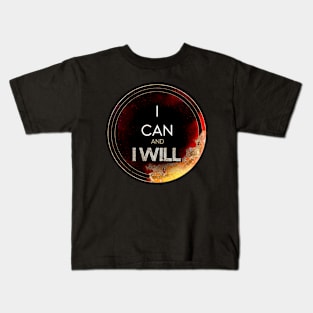 Gold Inspirational I Can And I Will B - Circle Shield Kids T-Shirt